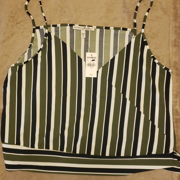 NWT Express L Green Striped Tie Hem Cami - Picture 3 of 8
